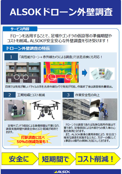ALSOKドローン外壁調査