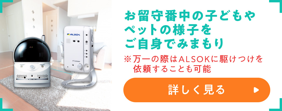 お留守番中の子どもやペットの様子をご自身でみまもり
				※万一の際はALSOKに駆けつけを依頼することも可能