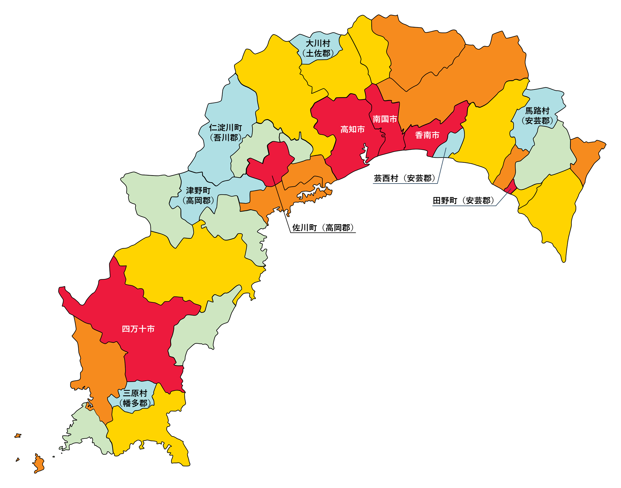 高知県の白地図