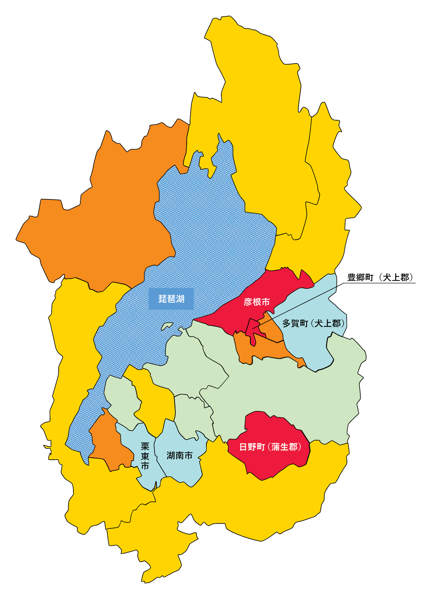 滋賀県の刑法犯遭遇率の色分け地図